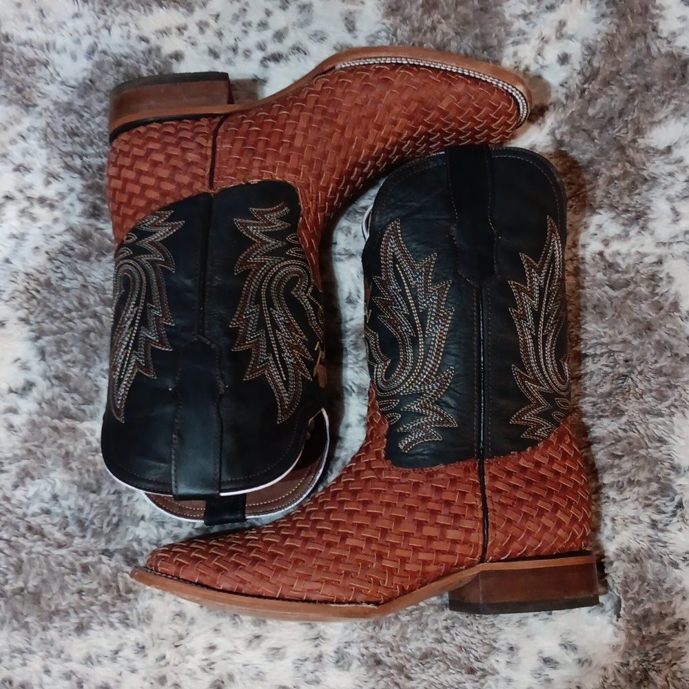 Alfa Western Wear Basketweave Square Toe Boots - Picture 3 of 12